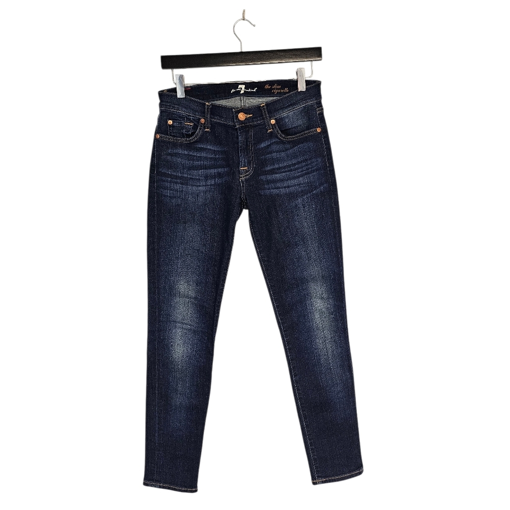 7 For All Mankind The Slim Cigarette Straight‎ Mid Rise Blue Jeans 27 Preowned